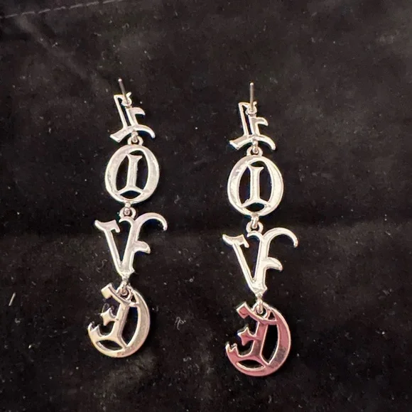 Silver LOVE Dangle Earrings - Picture 2 of 2